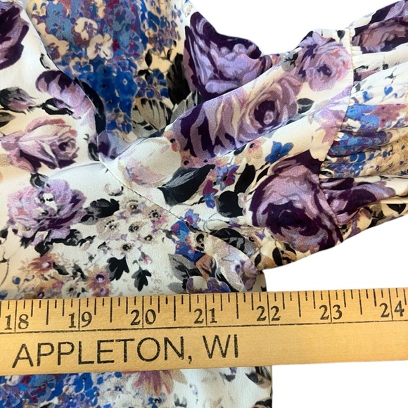 Parker Size Medium Long Sleeve 100% Silk Floral V-Neck Women's Top - Picture 5 of 9